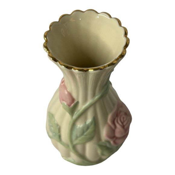 Lenox Sentimental Rose Bud Vase Hand Painted Ivory Fine China 5.75" 24k Gold Rim - Picture 7 of 10